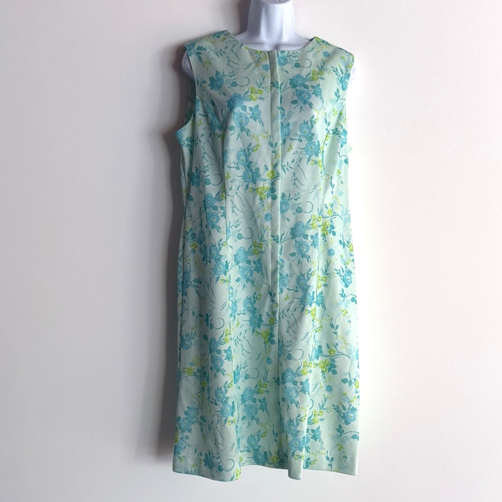 Channel 1 by Bill Sims Vintage Pale Blue Floral Polyester Dress Housedress
